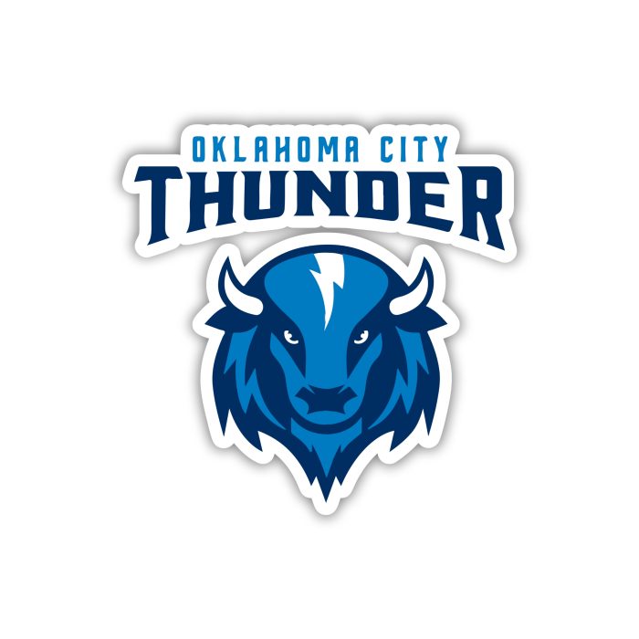 Oklahoma City Thunder - Blue Bison Head With Name Above - Iron On - Custom Size