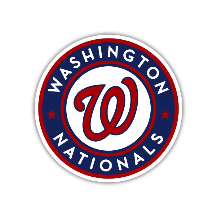 Washington Nationals - Blue and White Circle with Name - Iron On - Custom Size