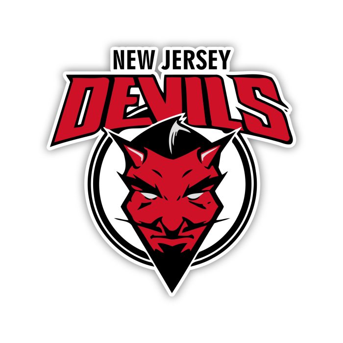 New Jersey Devils - Devil With Name On Top - Iron On - Custom Size