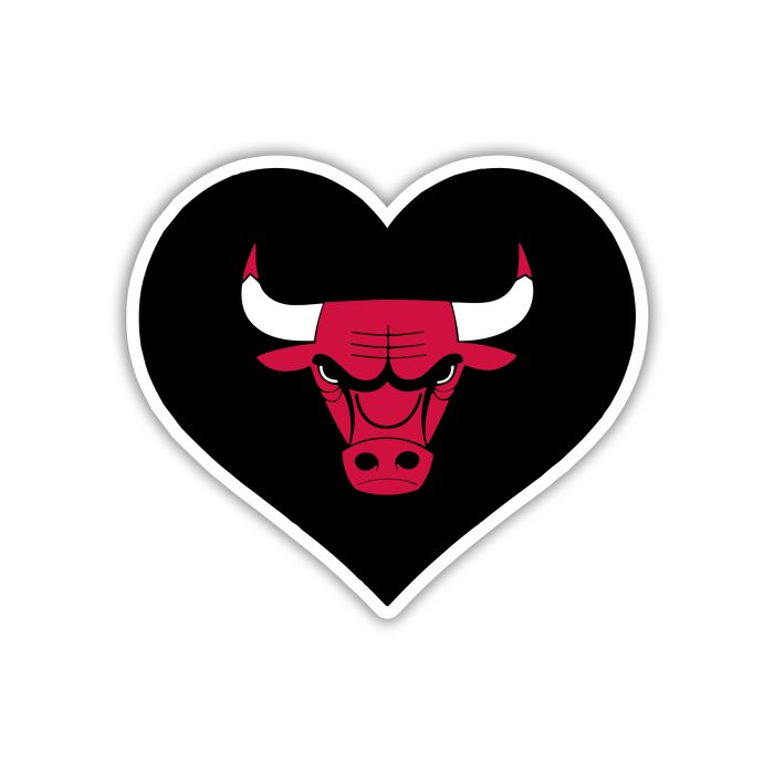 Chicago Bulls - Heart - Iron On - Custom Size