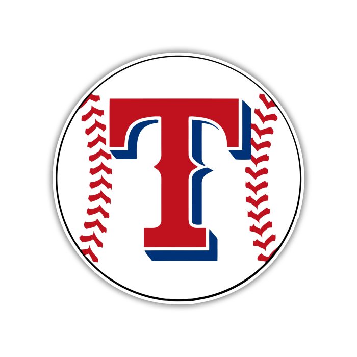 Texas Rangers - Baseball with T - Iron On - Custom Size