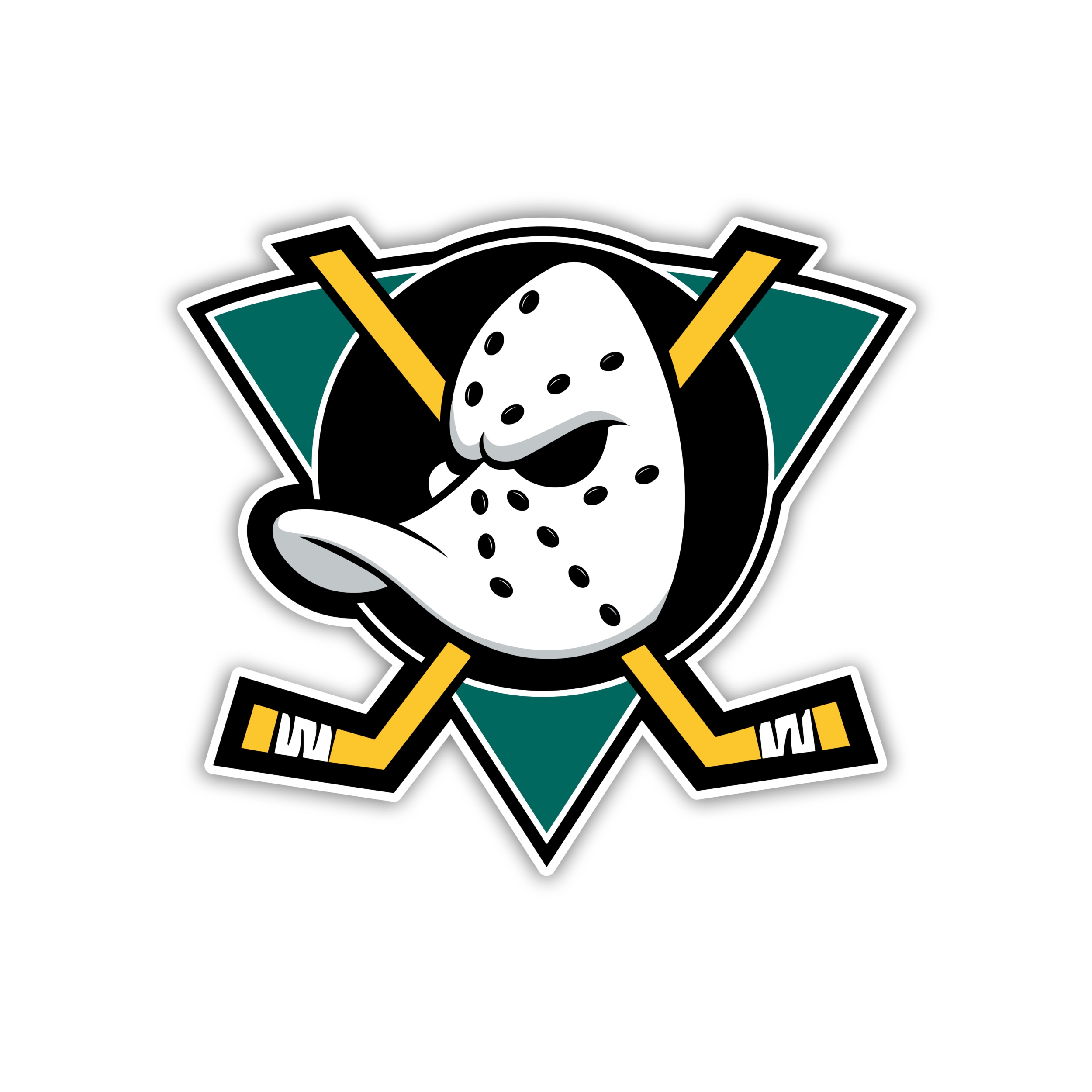 Anaheim Ducks - Duck With Hockey Sticks - Iron On - Custom Size