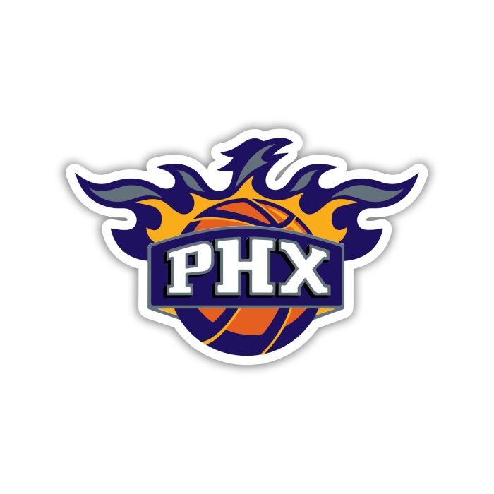 Phoenix Suns - PHX With Basketball And Flames - Iron On - Custom Size