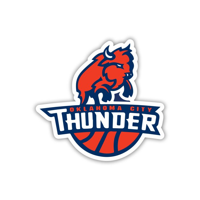 Oklahoma City Thunder - Basketball With Bison And Name Above - Iron On - Custom Size