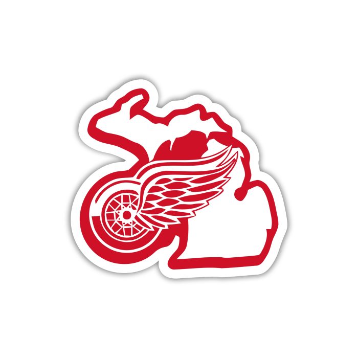 Detroit Red Wings - Michigan with Logo - Iron On - Custom Size