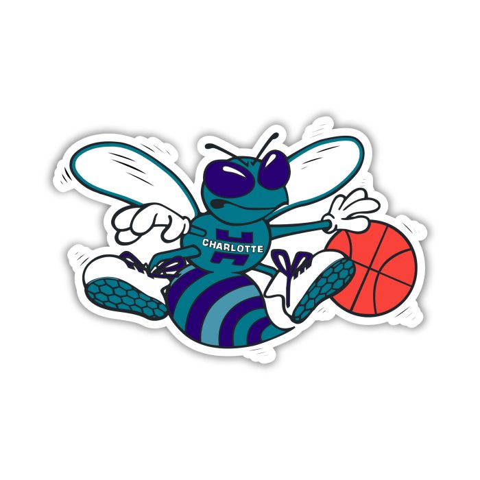 Charlotte Hornets - Hornet With Basketball - Iron On - Custom Size