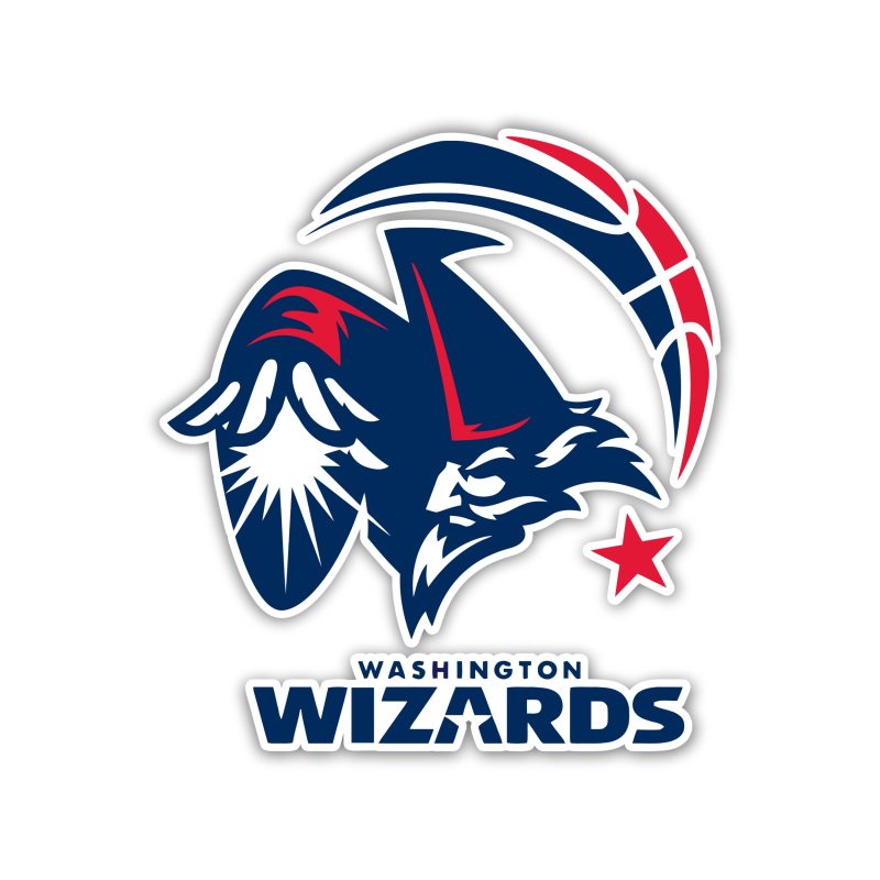 Washington Wizards - Blue Wizard With Name Below - Temporary Tattoo