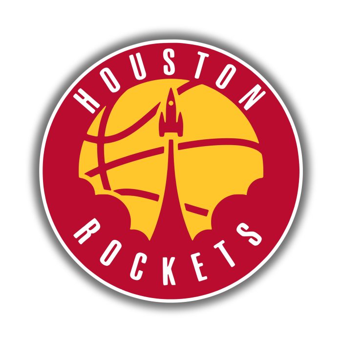 Houston Rockets - Red Circle With Yellow Basketball - Temporary Tattoo