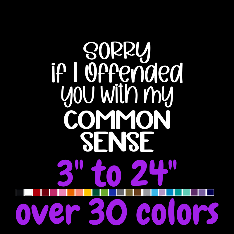 Sorry If I Offended You With My Common Sense Vinyl Decal - Custom Size