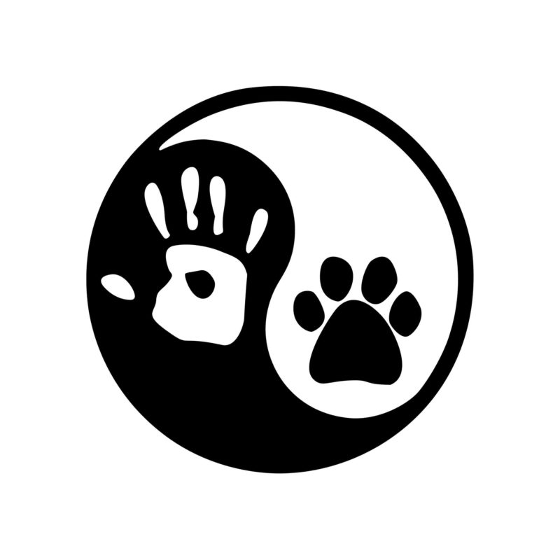 Hand and Paw Ying and Yang - Vinyl Decal - Custom Size