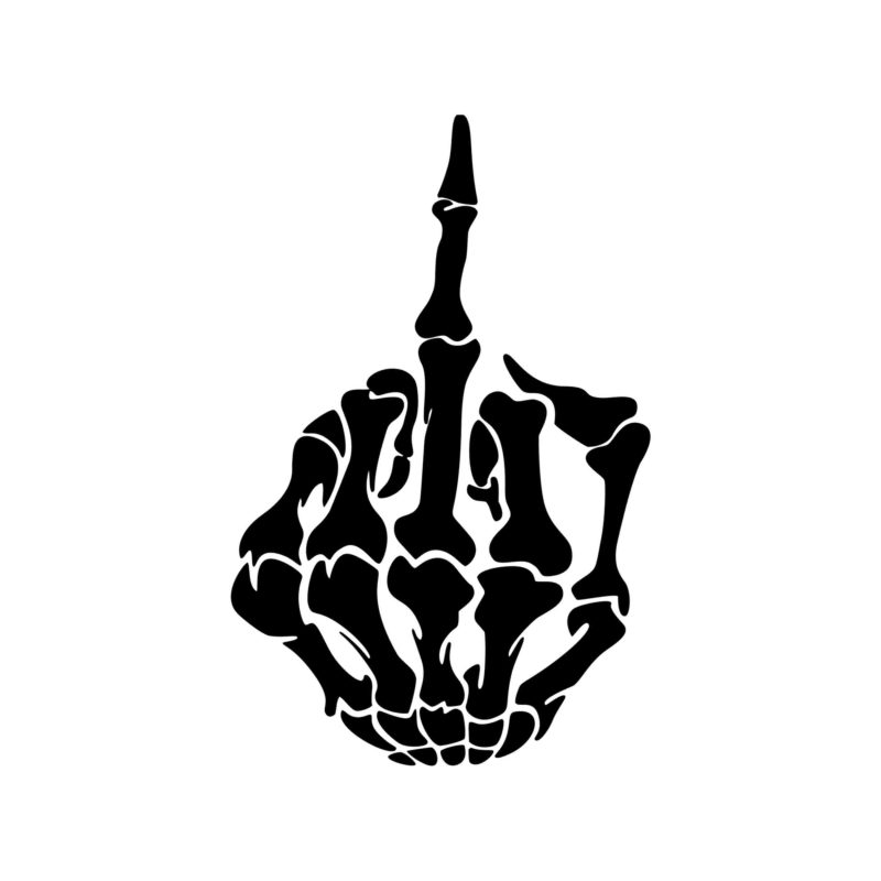 Skeleton Middle Finger - Vinyl Decal - Custom Size