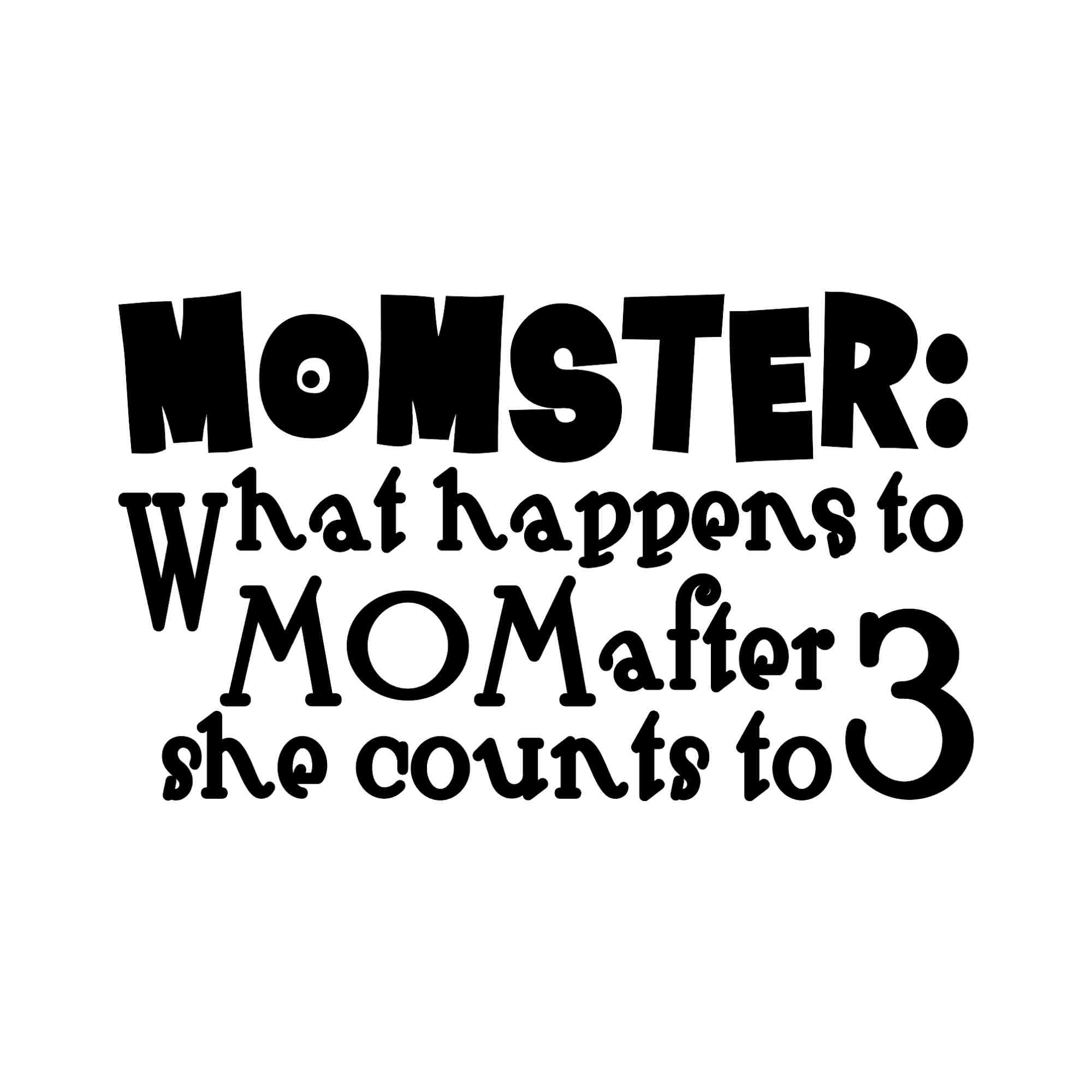 Momster: What Happens to Mom After She Counts to 3 - Vinyl Decal - Custom Size