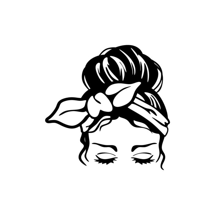 Bun with Bandana - Vinyl Decal - Custom Size
