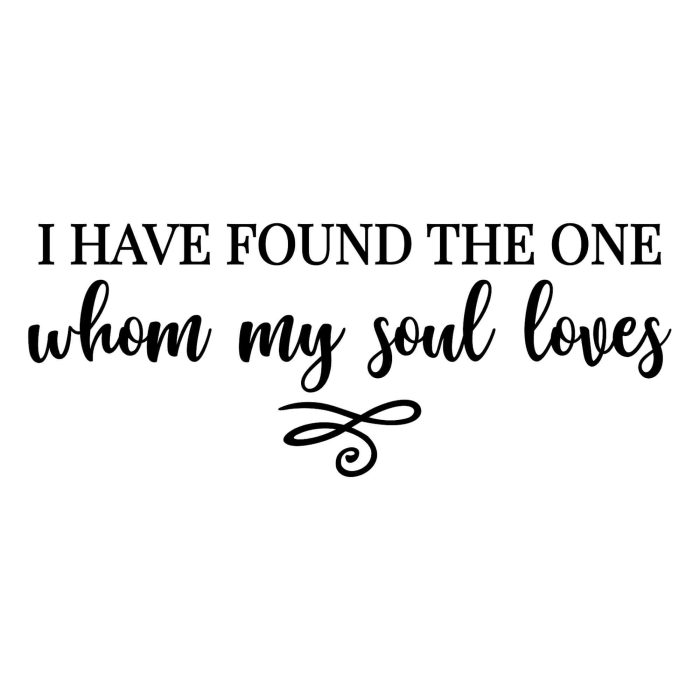 I Have Found The One Whom My Soul Loves - Vinyl Decal - Custom Size