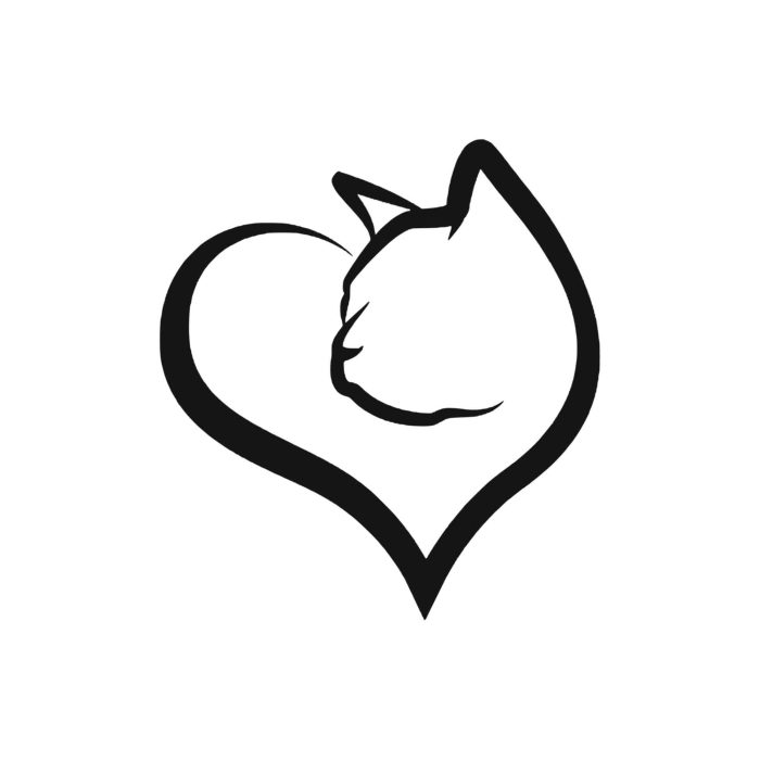 Cat Heart - Vinyl Decal - Custom Size