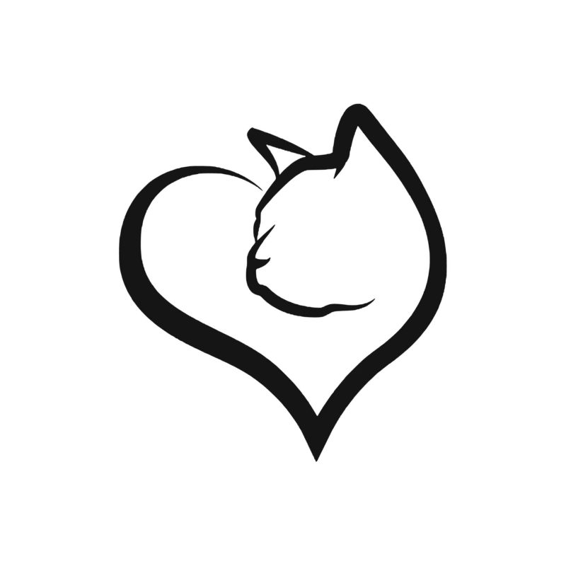 Cat Heart - Vinyl Decal - Custom Size