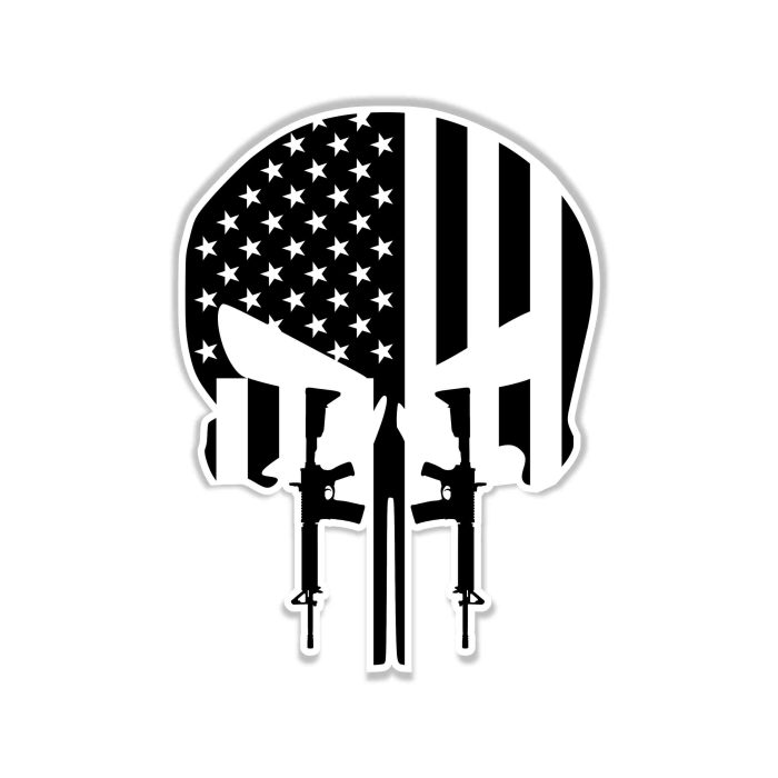 Punisher American Flag Full Color Vinyl Decal - Custom Size