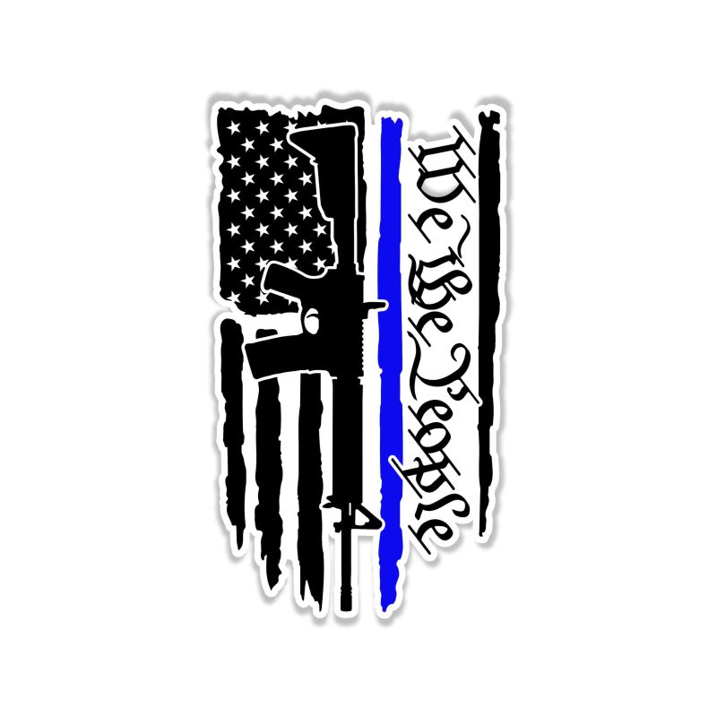 We the People Blue Line American Flag - Full Color Vinyl Decal - custom size