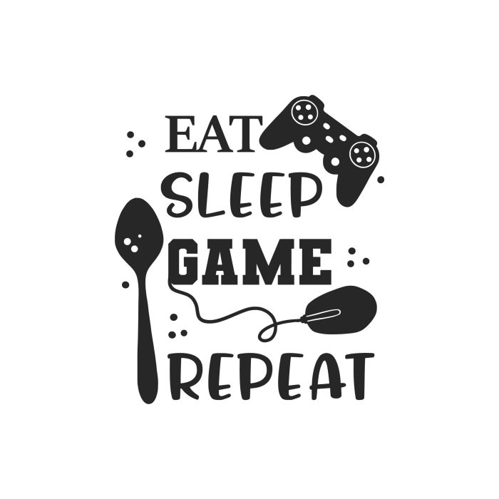 Eat Sleep Game Repeat Vinyl Decal - Custom Size