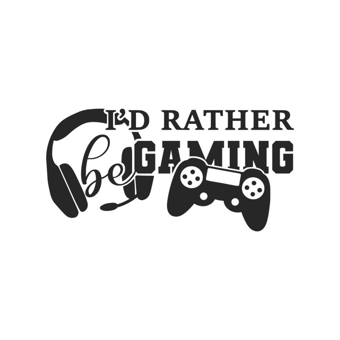 I'd Rather Be Gaming Vinyl Decal - Custom Size