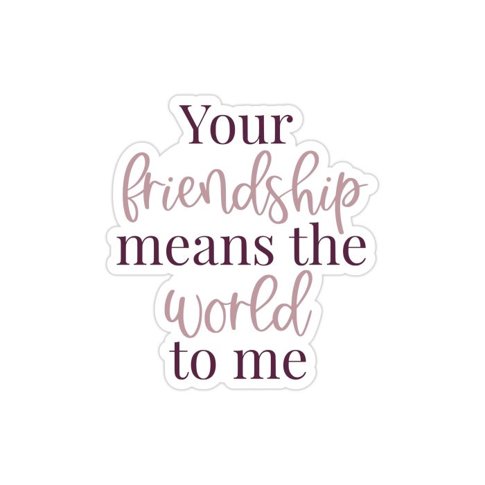 Your Friendship Means the World To Me Full Color Vinyl Decal - Custom Size