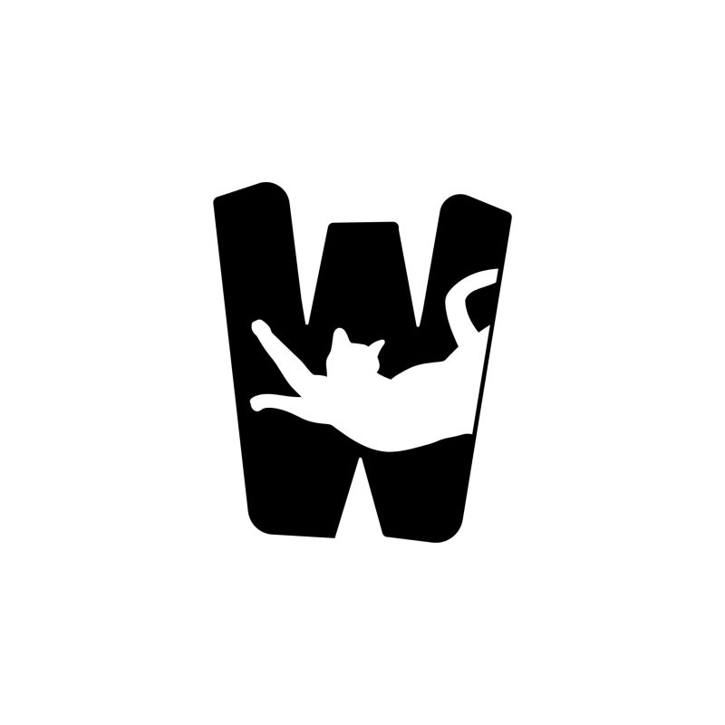 W - Cat - Alphabet - Vinyl Decal  Custom Size