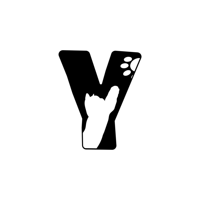Y - Alphabet - Cat - Vinyl Decal Custom Size