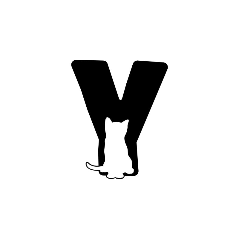 Y - Alphabet - Cat -  Vinyl Decal -  Custom Size