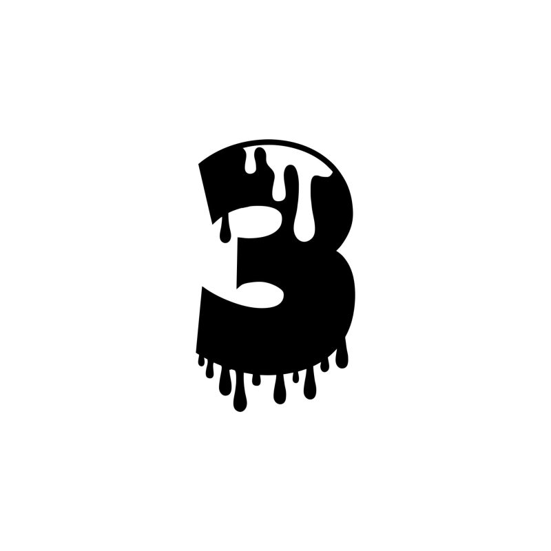 Number Three - Vinyl Decal - Custom Size