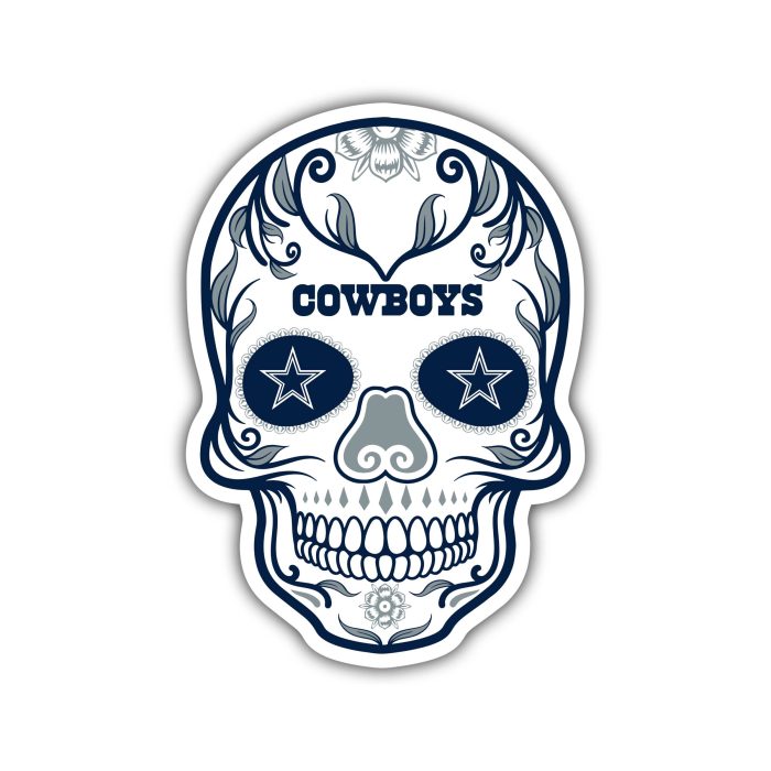 Dallas Cowboys - Sugar Skull - Full Color Vinyl Sticker - Custom Size