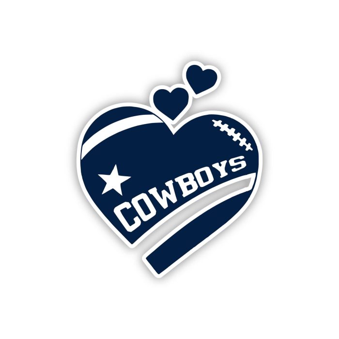 Dallas Cowboys - Heart - Full Color Vinyl Sticker - Custom Size