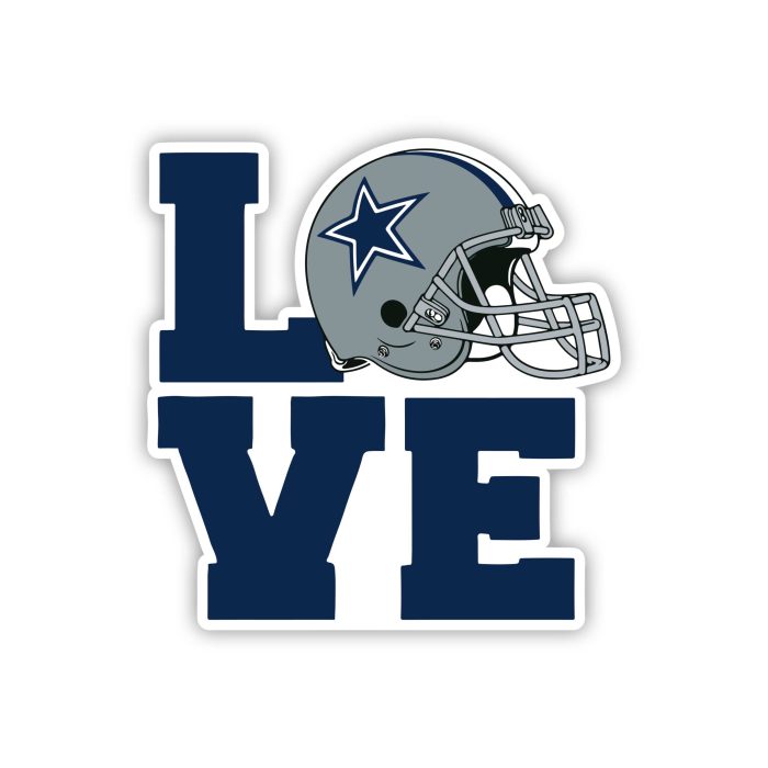 Dallas Cowboys - Love - Full Color Vinyl Sticker - Custom Size