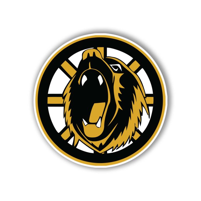 Boston Bruins - Circle With Bear's Head - Full Color Vinyl Sticker - Custom Size
