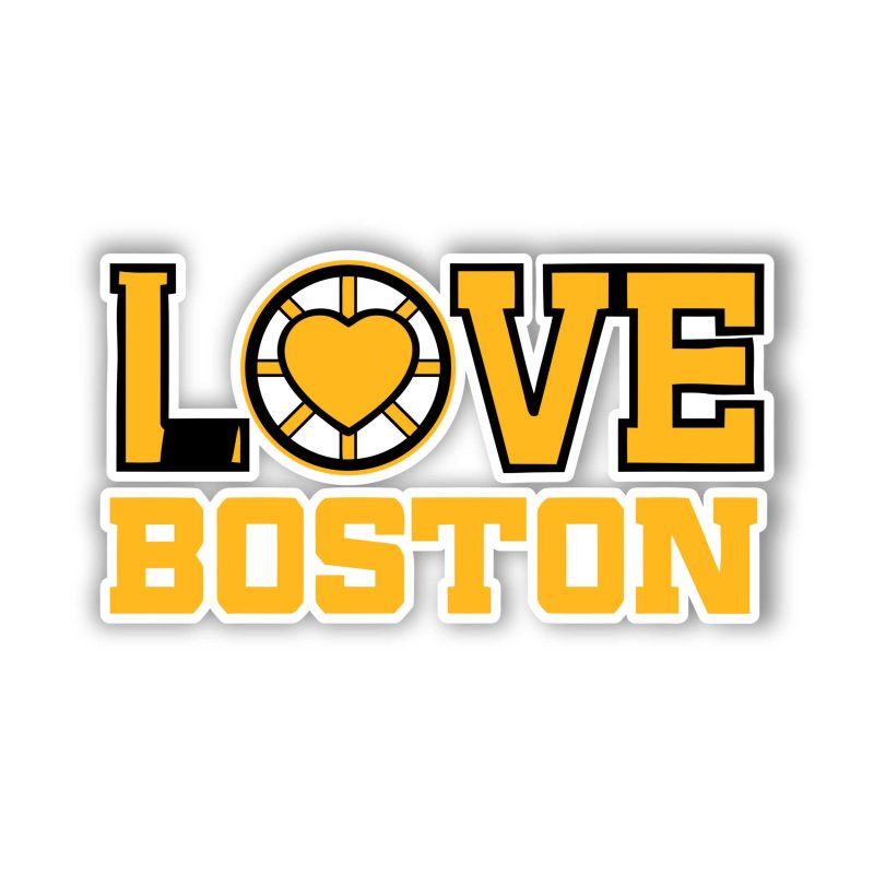 Boston Bruins - LOVE- Full Color Vinyl Sticker - Custom Size