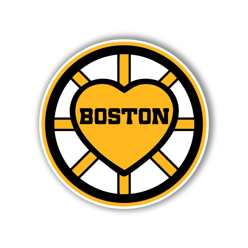 Boston Bruins - Circle With Heart - Full Color Vinyl Sticker - Custom Size