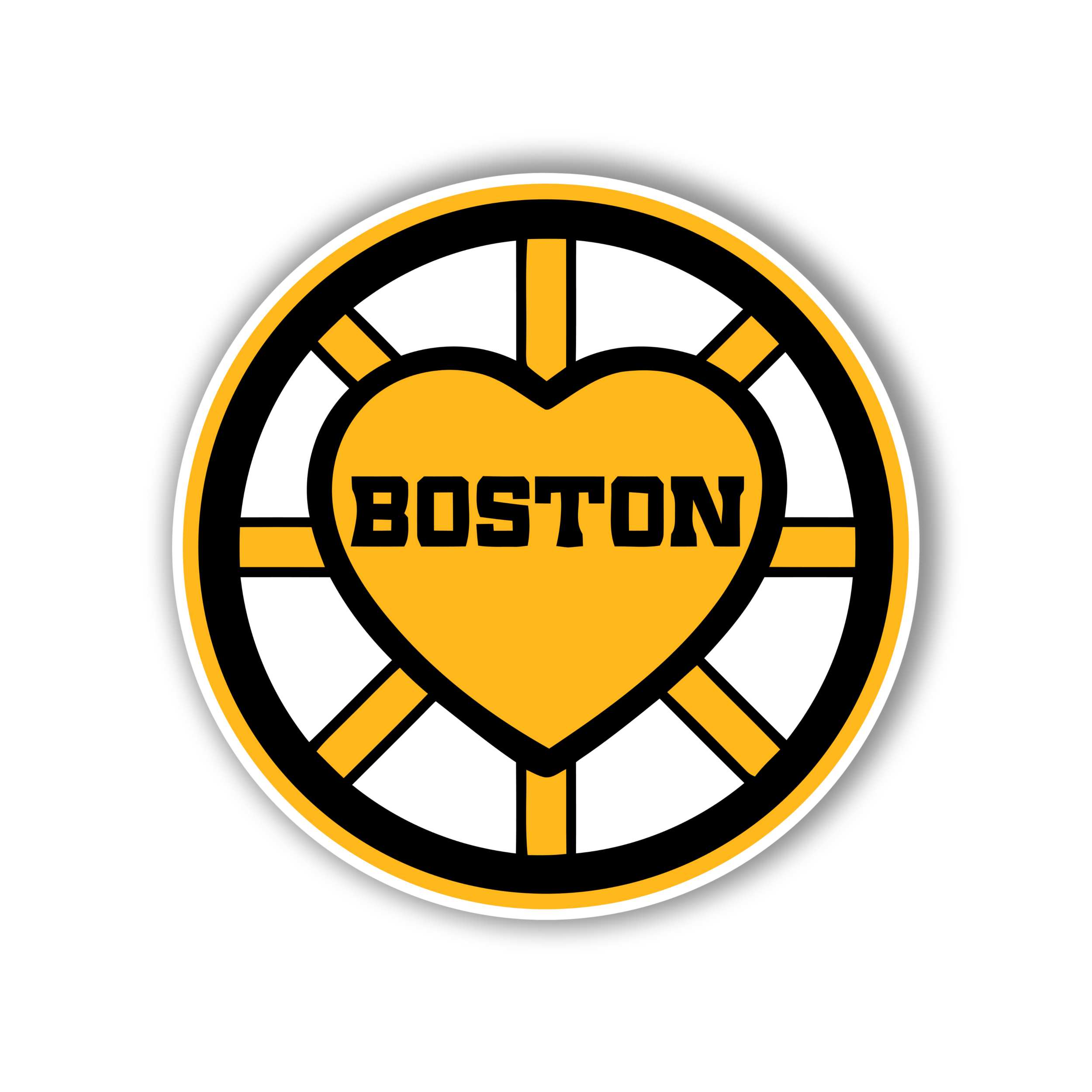 Boston Bruins - Circle With Heart - Full Color Vinyl Sticker - Custom Size
