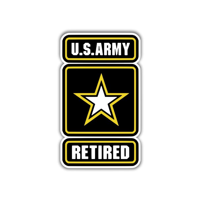 Army Retired Full Color Vinyl Decal- Custom Size