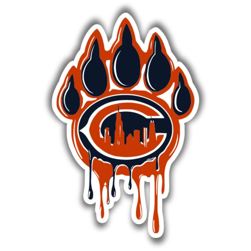 Chicago Bears - Bear Head- Full Color Vinyl Sticker - Custom Size