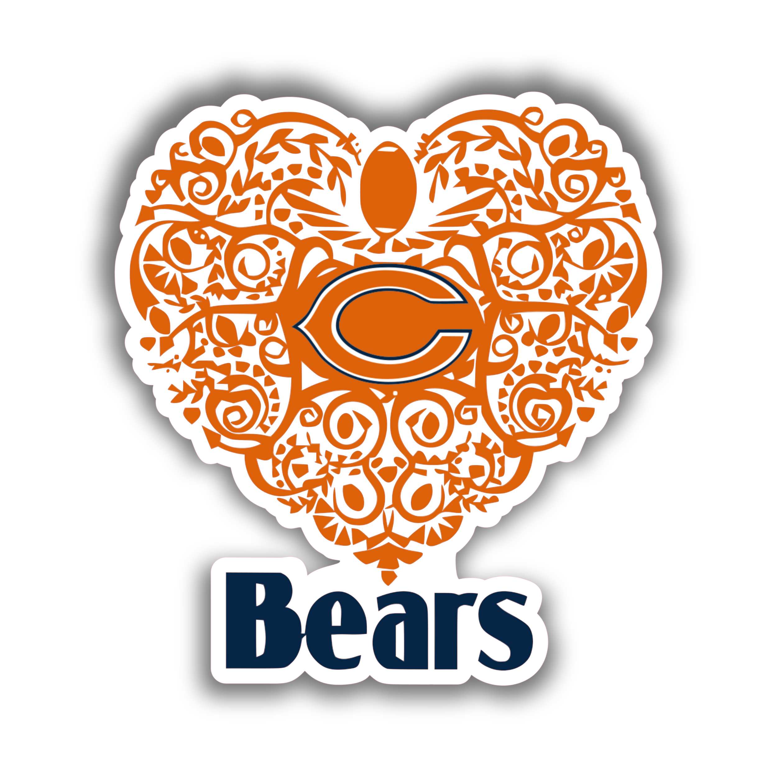 Chicago Bears - Heart with C  - Temporary Tattoo