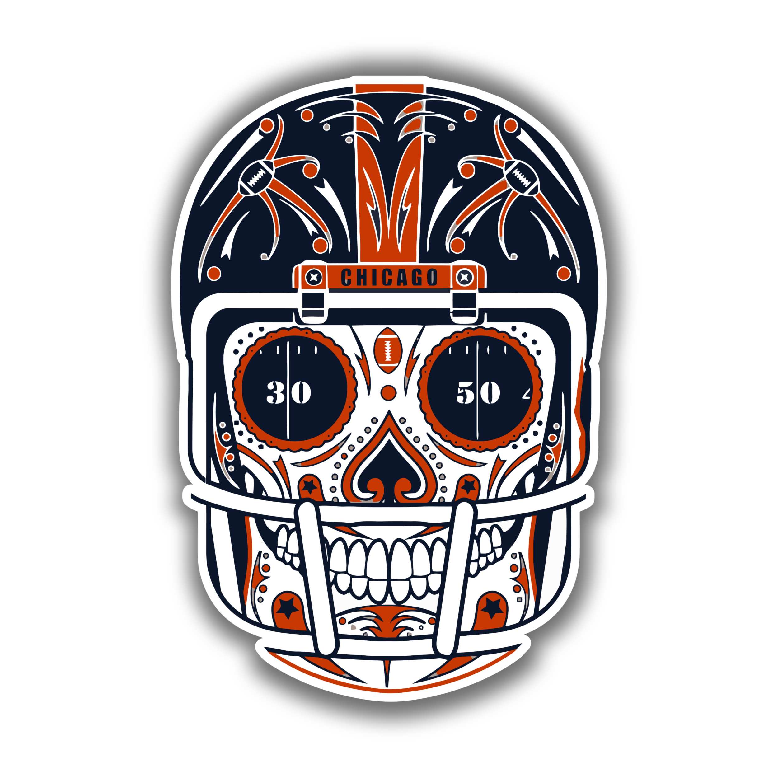 Chicago Bears - Sugar Skull with Helmet - Temporary Tattoo