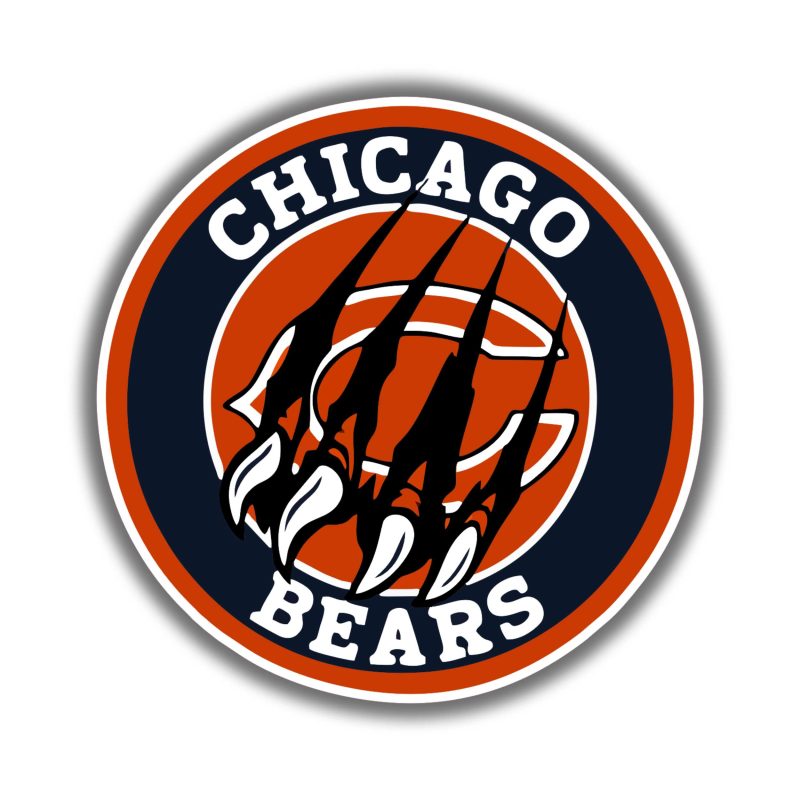 Chicago Bears - Bear Head- Full Color Vinyl Sticker - Custom Size