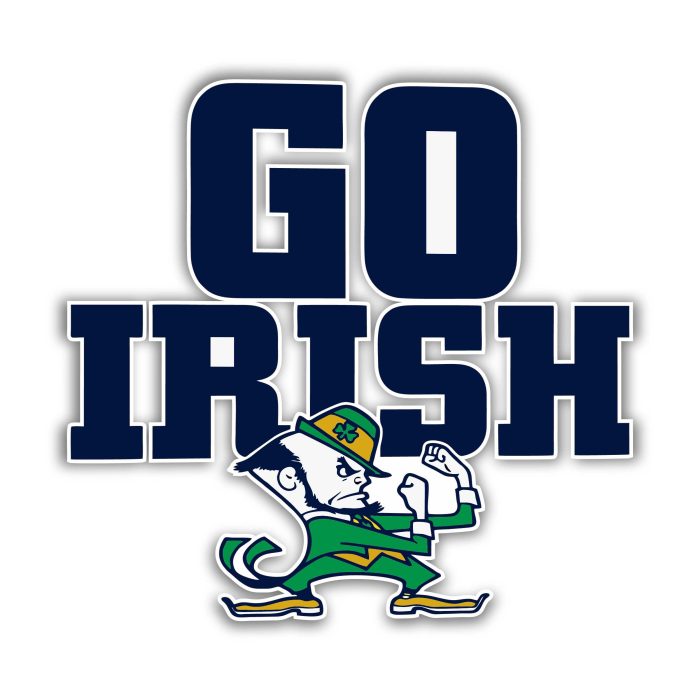 Notre Dame - Go Irish - Full Color Vinyl Sticker - Custom Size