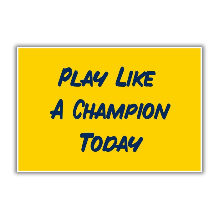 Play Like A Champion Today - Full Color Vinyl Sticker - Custom Size