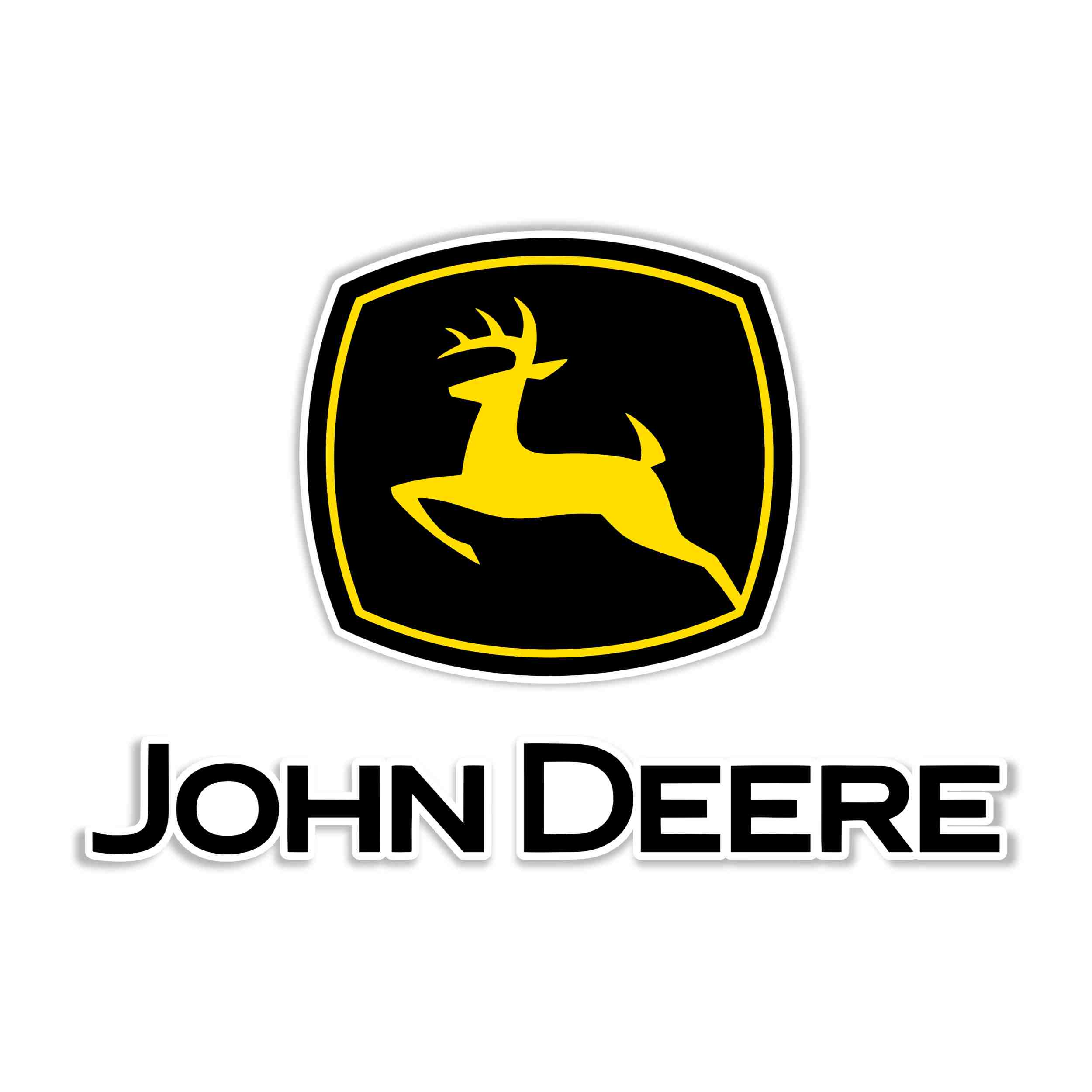 John Deere - Black and Yellow with name - Full Color Vinyl Sticker - Custom Size
