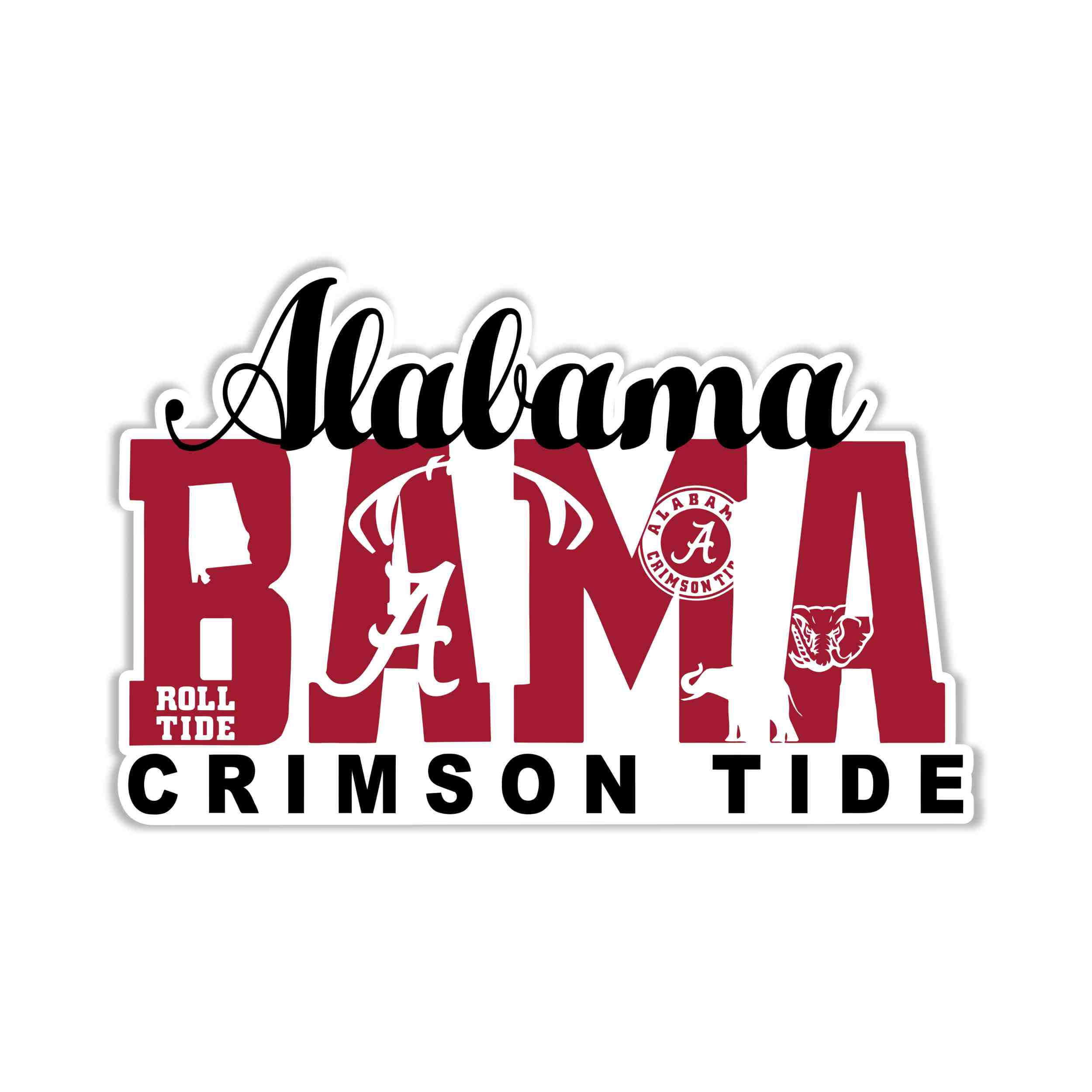 Alabama Crimson Tide Full Color Vinyl Decal - Custom Size