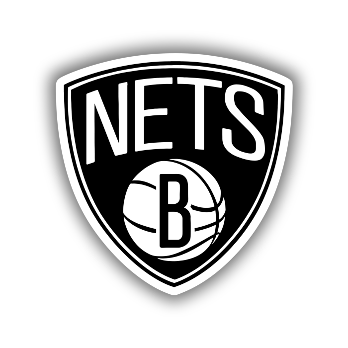 Brooklyn Nets - Basketball With Nets - Full Color Vinyl Sticker - Custom Size