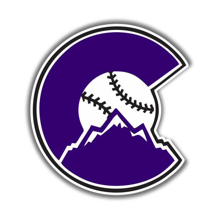 Colorado Rockies - C with Baseball and Mountains - Temporary Tattoo