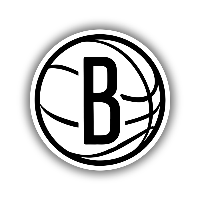 Brooklyn Nets - Basketball Hoop With Nets- Basketball With B- Full Color Vinyl Sticker - Custom Size