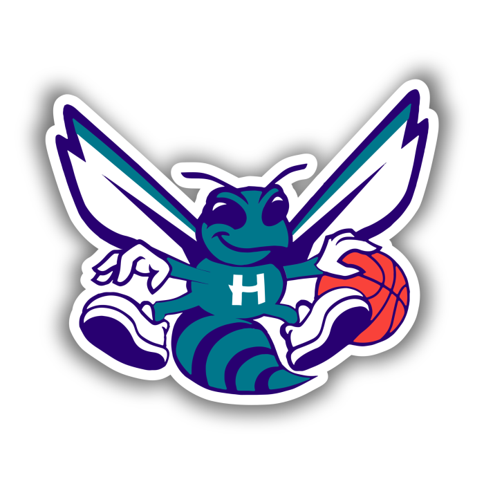 Charlotte hornets- Hornet with Basketball- Full Color Vinyl Sticker - Custom Size