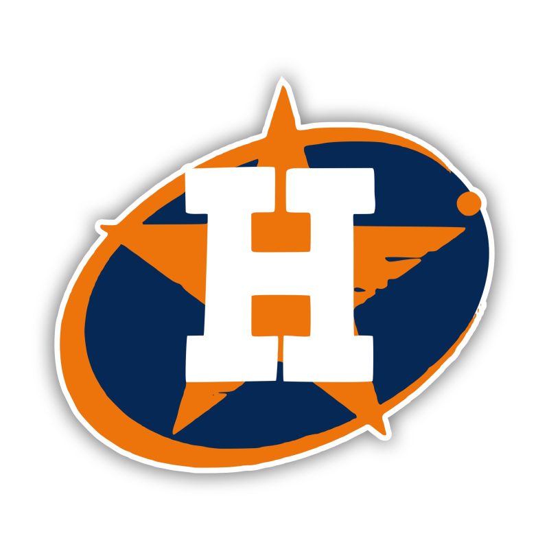 Houston Astros - Orange Heart with White H - Full Color Vinyl Sticker - Custom Size